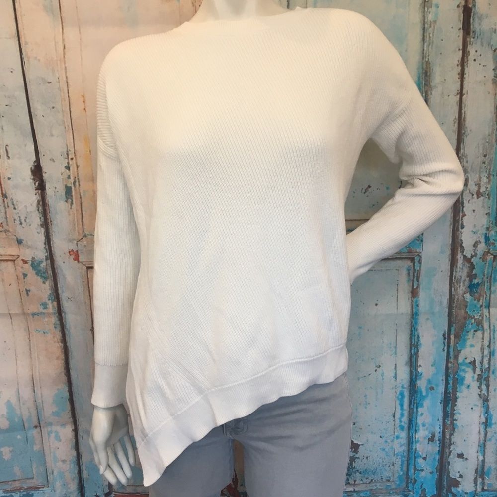 ATHLETA White Asymmetrical Crewneck Sweater